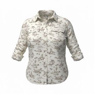 L.L. Bean Sporting Dog Print Shirt Women's Plus 3X Brown Cream Lodgecore Gorpcor